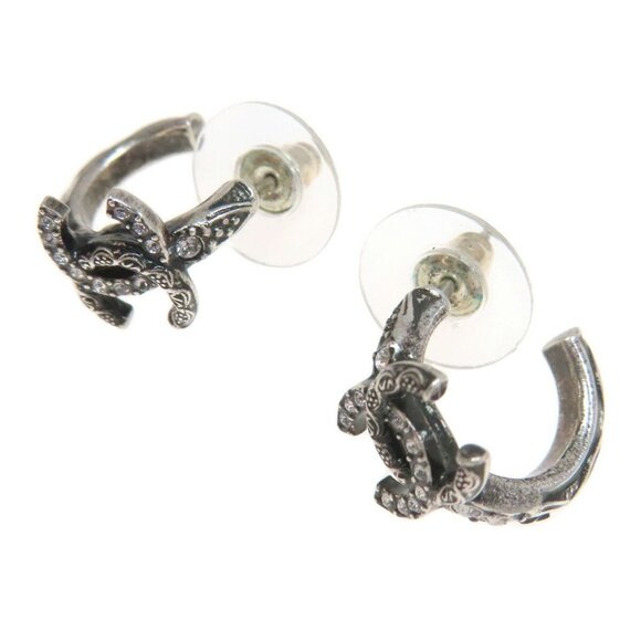 CHANEL Silver Logo Earrings - Picture 2 of 7